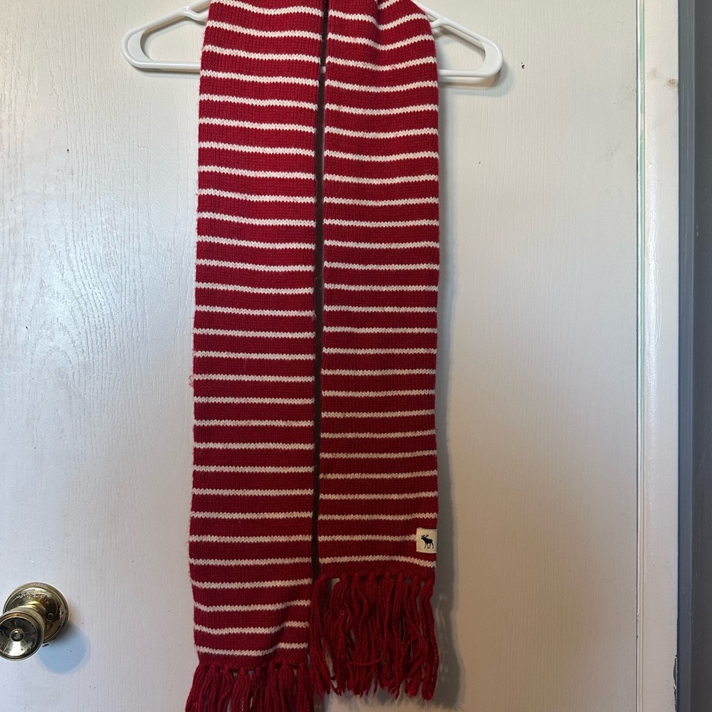 Abercrombie & Fitch Red and White Striped Scarf
